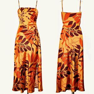 HOUSE OF HARLOW 1960‎ Dress Woman Shirred Cotton Resort Vacation Poplin Midi